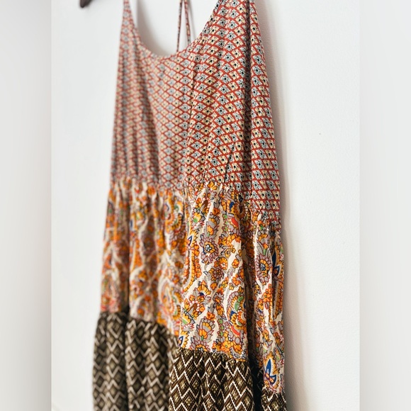 Umgee USA Boho Tiered Tank Top L – Mixed Print Sleeveless Tunic Festival - Picture 5 of 9